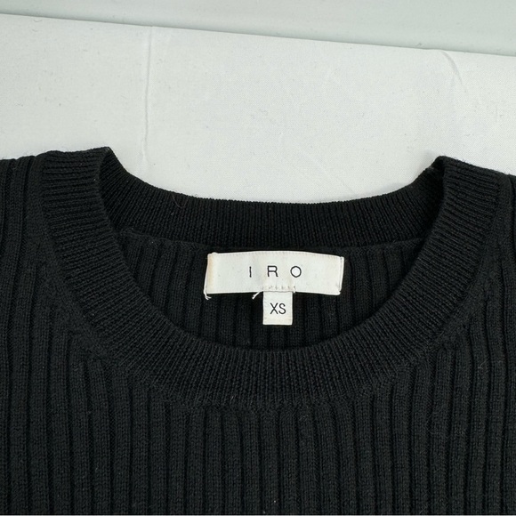 IRO Ribbed Serena Sweater Size X-Small Black Wool Crew Neck - Picture 5 of 10
